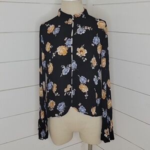 DIVIDED by H&M size 8 black floral blouse